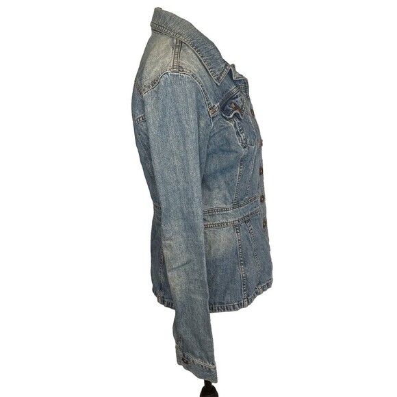 DKNY Womens Button Up Tailored Blue Medium Wash Denim Jacket Sz M - Picture 5 of 10